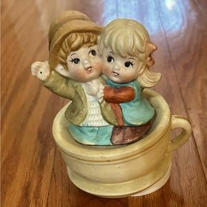 Vintage Boy and Girl Musical Teacup and Saucer.
